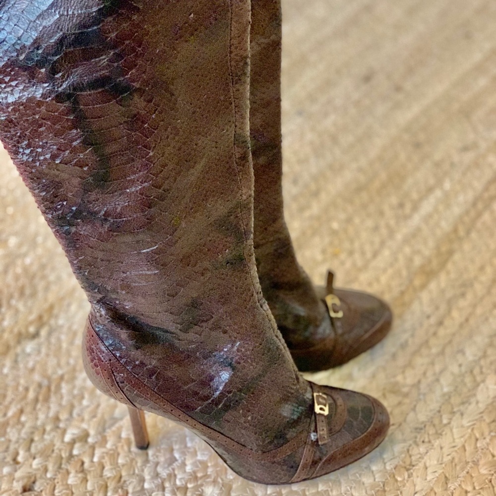 Dior brown snake skin boots